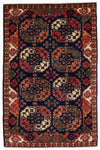 4x6 Navy and Multicolor Turkish Tribal Rug