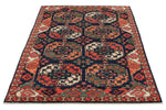 4x6 Navy and Multicolor Turkish Tribal Rug