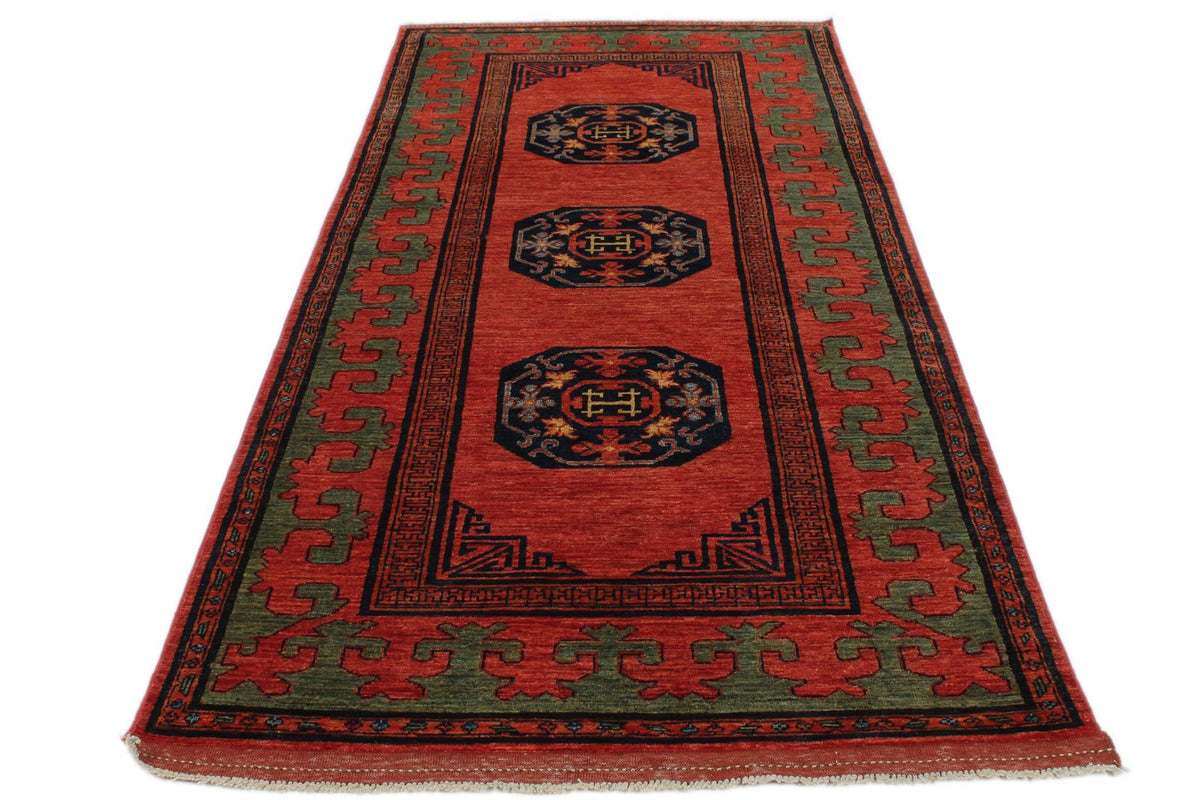 4x10 Red and Multicolor Turkish Tribal Runner