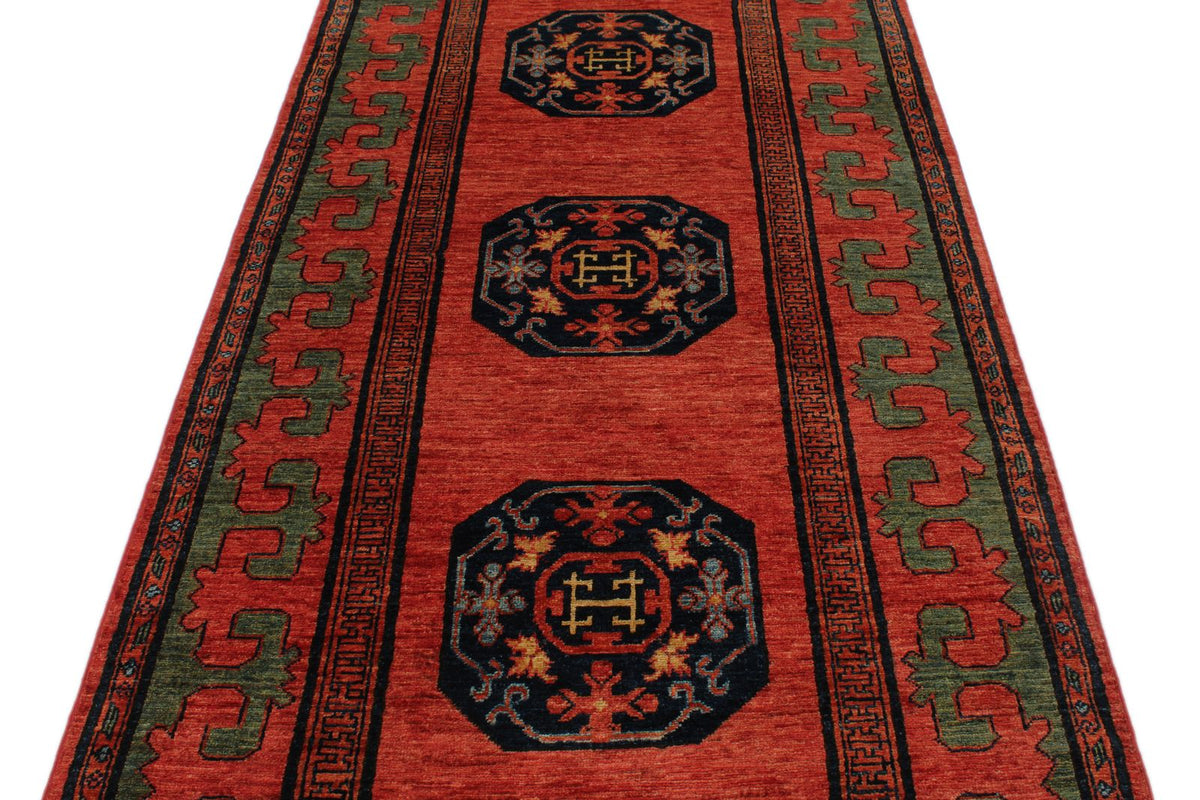 4x10 Red and Multicolor Turkish Tribal Runner