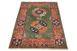 3x4 Green and Red Turkish Tribal Rug