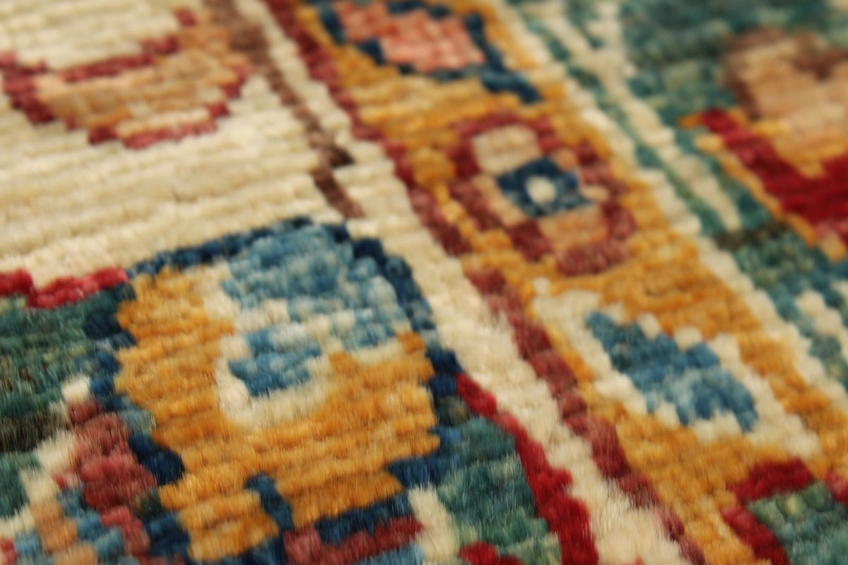 3x9 Green and Ivory Anatolian Traditional Runner