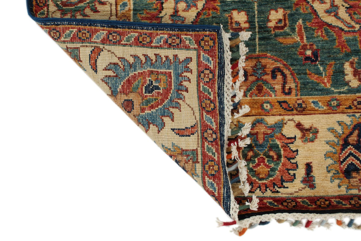 3x9 Green and Ivory Anatolian Traditional Runner