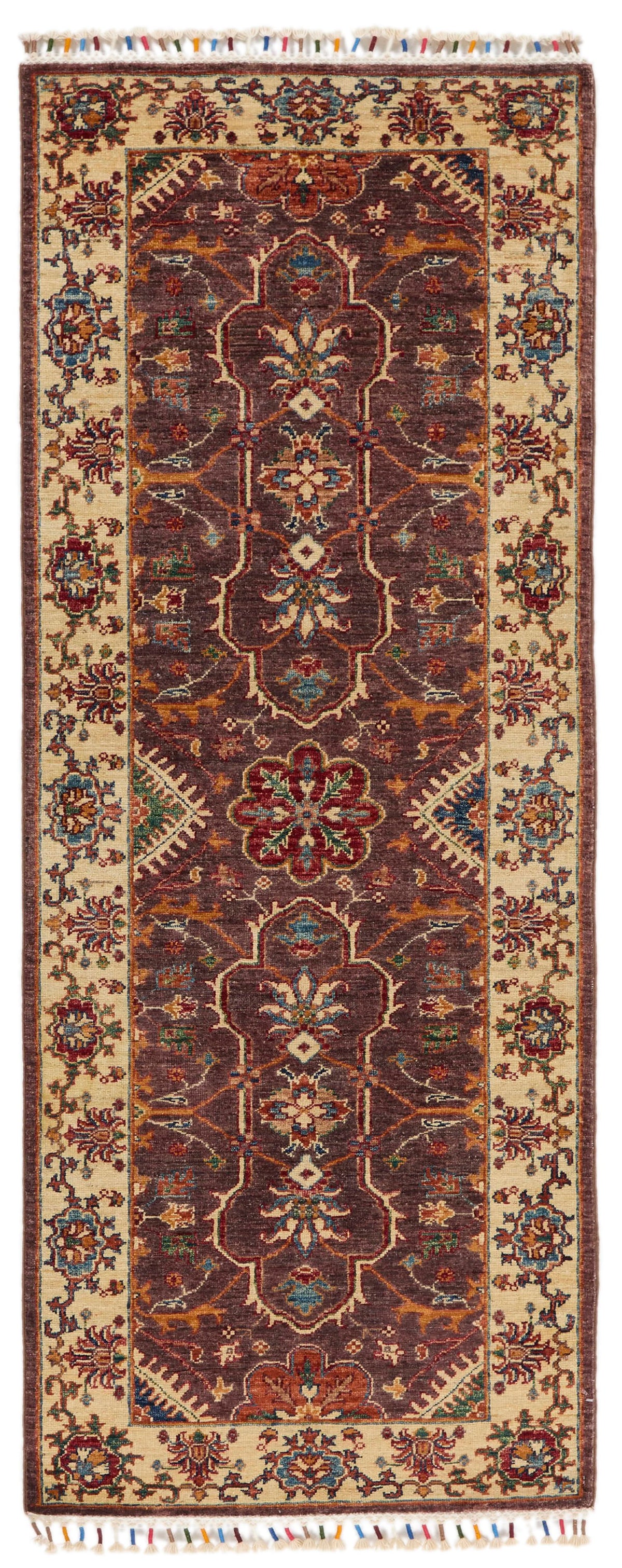 2x7 Light Brown and Ivory Anatolian Traditional Runner