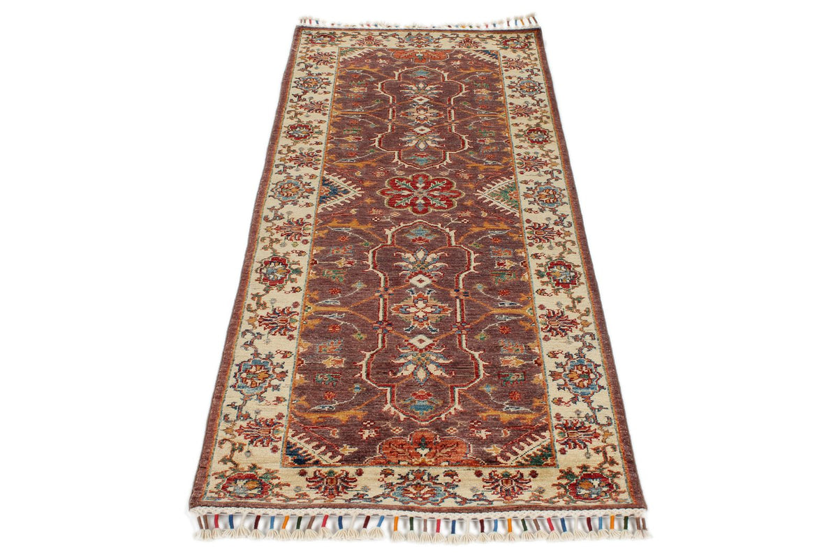 2x7 Light Brown and Ivory Anatolian Traditional Runner