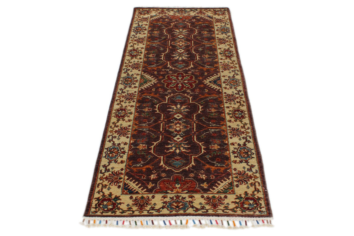 2x7 Light Brown and Ivory Anatolian Traditional Runner