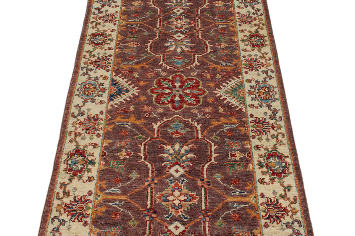 2x7 Light Brown and Ivory Anatolian Traditional Runner