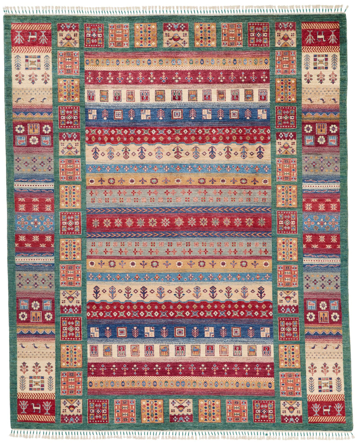8x10 Multicolor and Red Tribal Rug