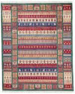 8x10 Multicolor and Red Tribal Rug