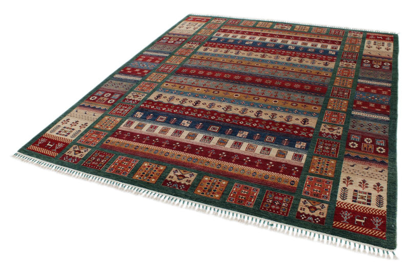 8x10 Multicolor and Red Tribal Rug