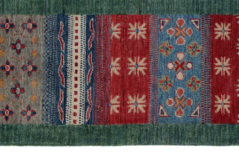 8x10 Multicolor and Red Tribal Rug