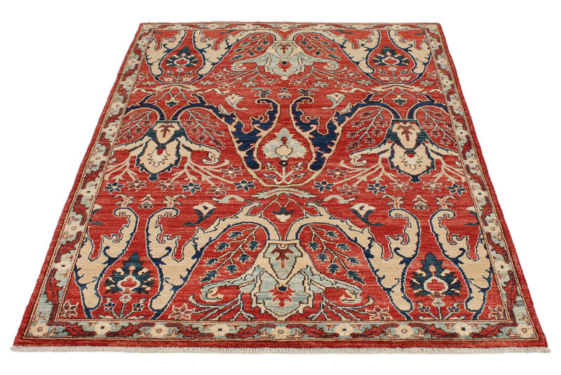 4x6 Red and Multicolor Anatolian Traditional Rug