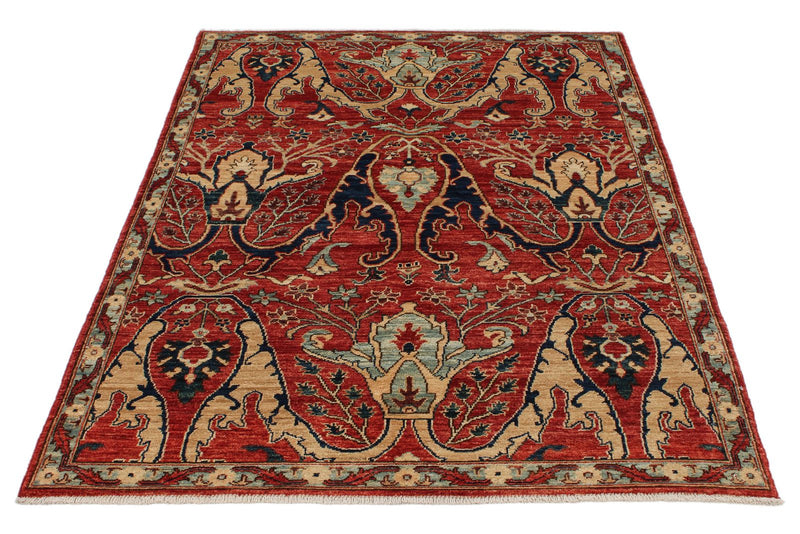 4x6 Red and Multicolor Anatolian Traditional Rug