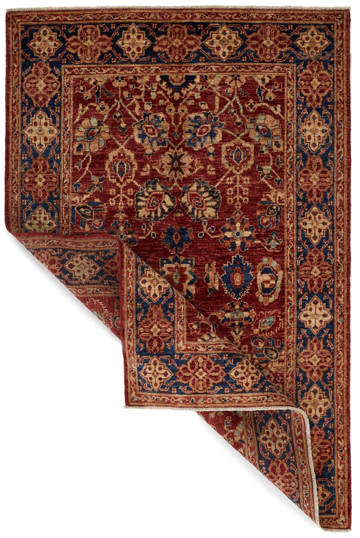 4x6 Red and Navy Anatolian Traditional Rug