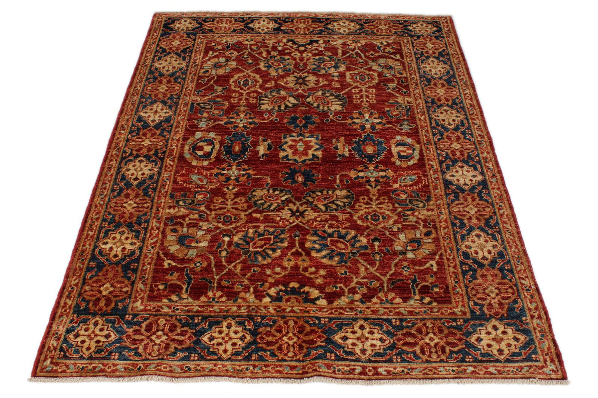 4x6 Red and Navy Anatolian Traditional Rug