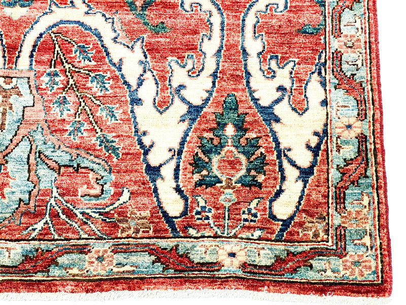 4x6 Red and Multicolor Anatolian Traditional Rug