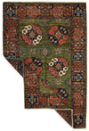 4x6 Green and Multicolor Turkish Tribal Rug