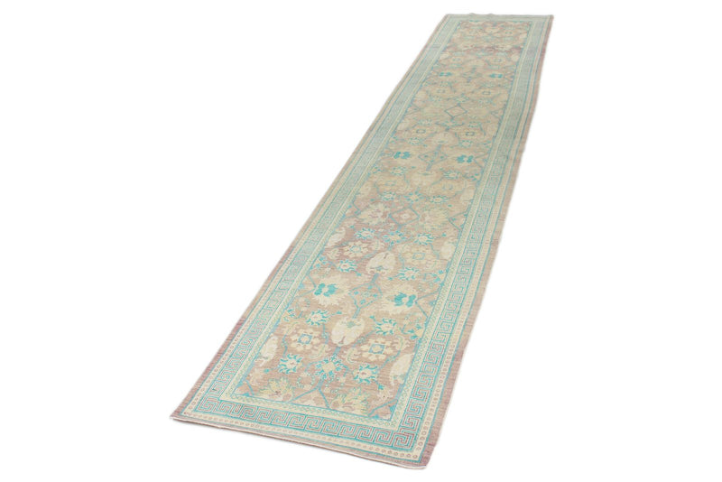 3x15 Purple and Blue Turkish Oushak Runner