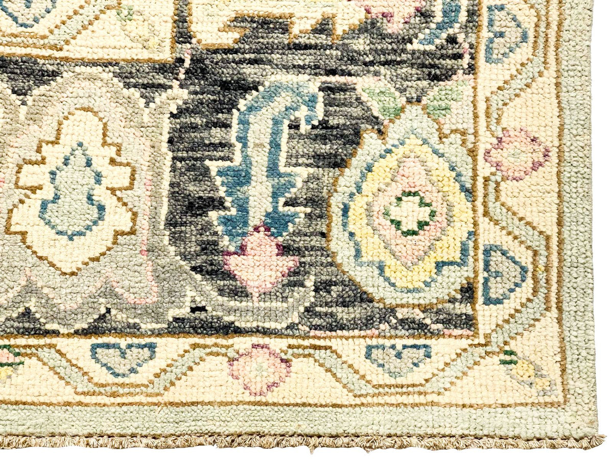 9x12 Green and Black Turkish Oushak Rug