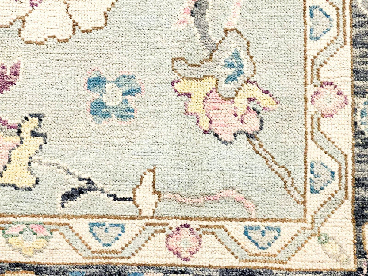 9x12 Green and Black Turkish Oushak Rug