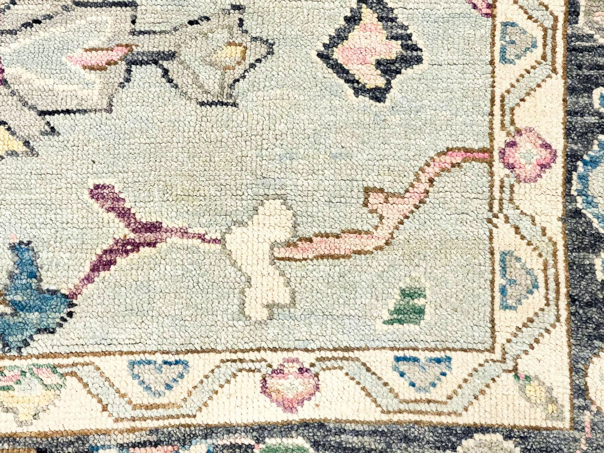 9x12 Green and Black Turkish Oushak Rug