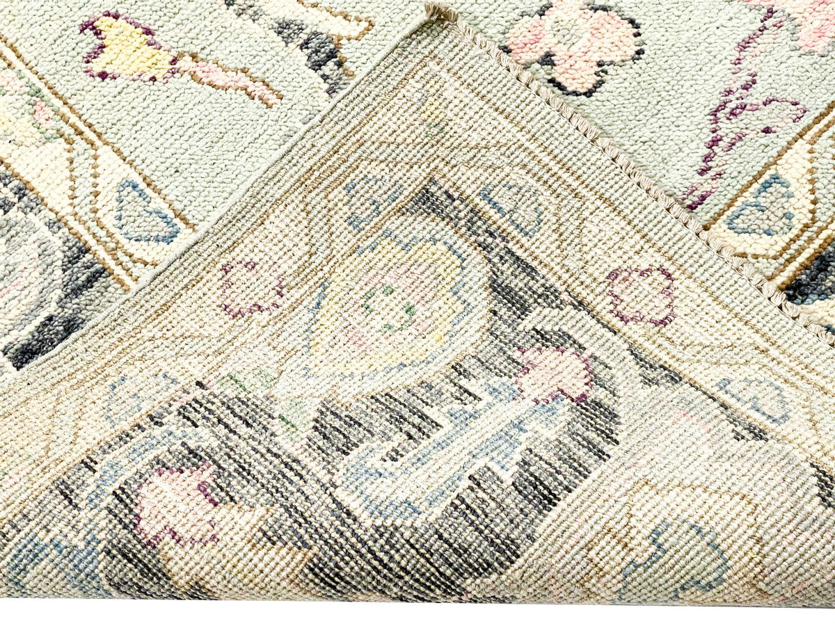 9x12 Green and Black Turkish Oushak Rug