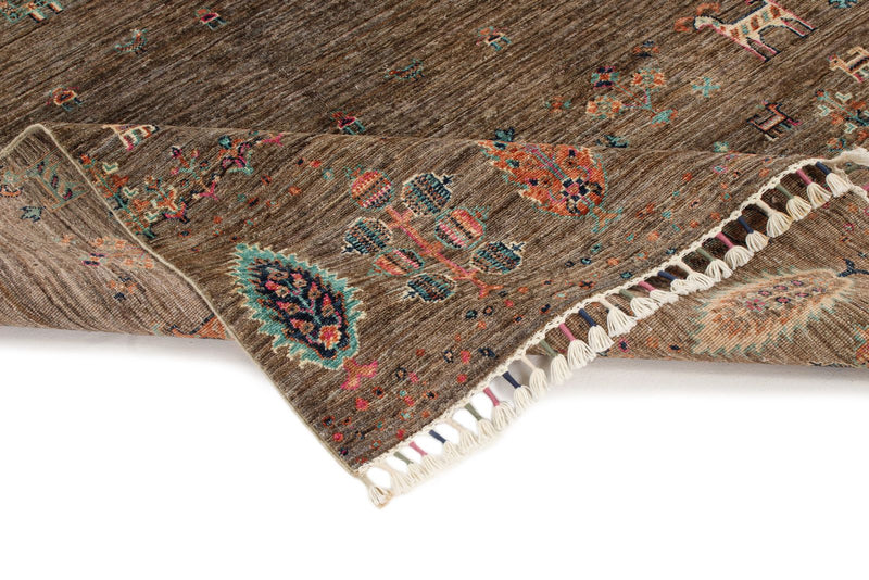 5x6 Gray and Multicolor Turkish Traditional Rug