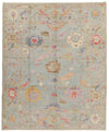 8x10 Gray and Multicolor Turkish Oushak Rug