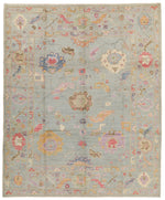 8x10 Gray and Multicolor Turkish Oushak Rug