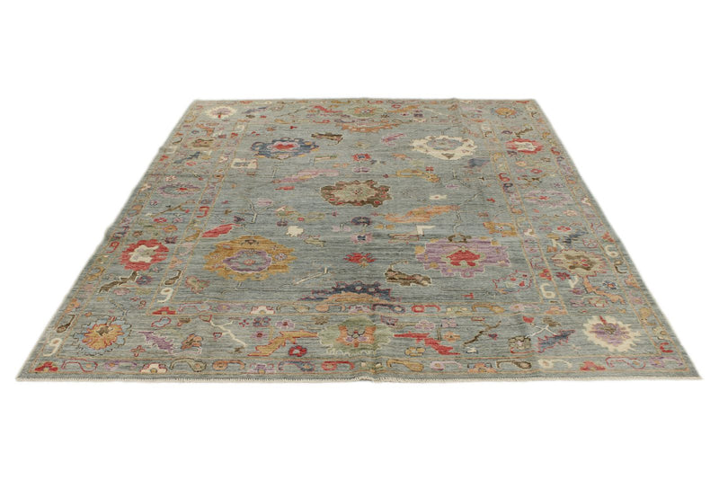 8x10 Gray and Multicolor Turkish Oushak Rug