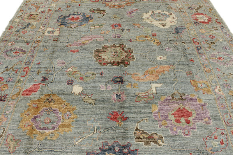 8x10 Gray and Multicolor Turkish Oushak Rug