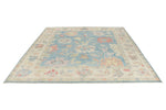 8x10 Light Blue and Ivory Turkish Oushak Rug