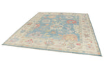 8x10 Light Blue and Ivory Turkish Oushak Rug