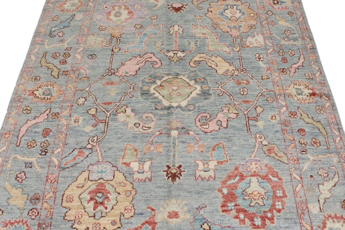 5x7 Gray and Multicolor Oushak Rug