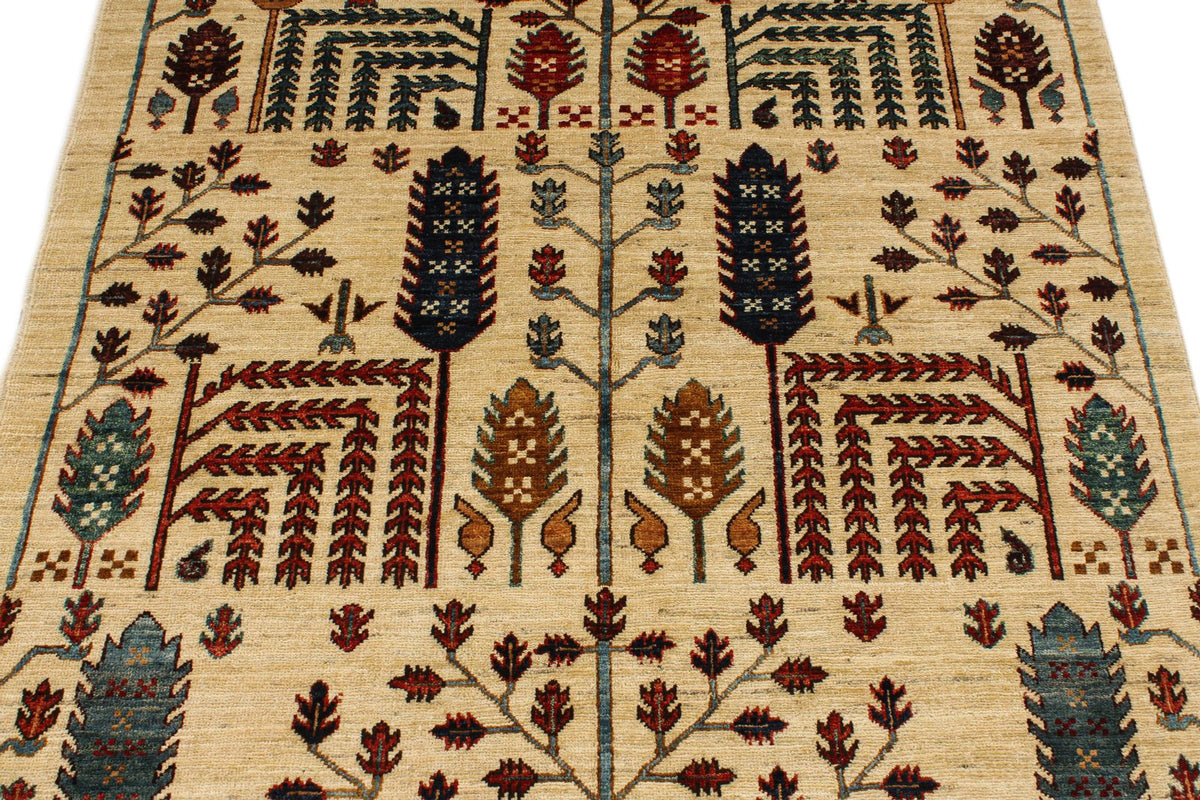 4x6 Ivory and Multıcolor Anatolian Traditional Rug