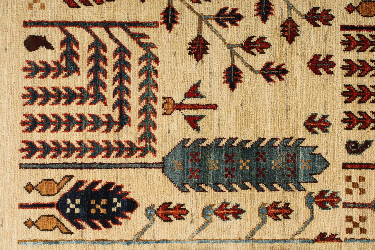 4x6 Ivory and Multıcolor Anatolian Traditional Rug