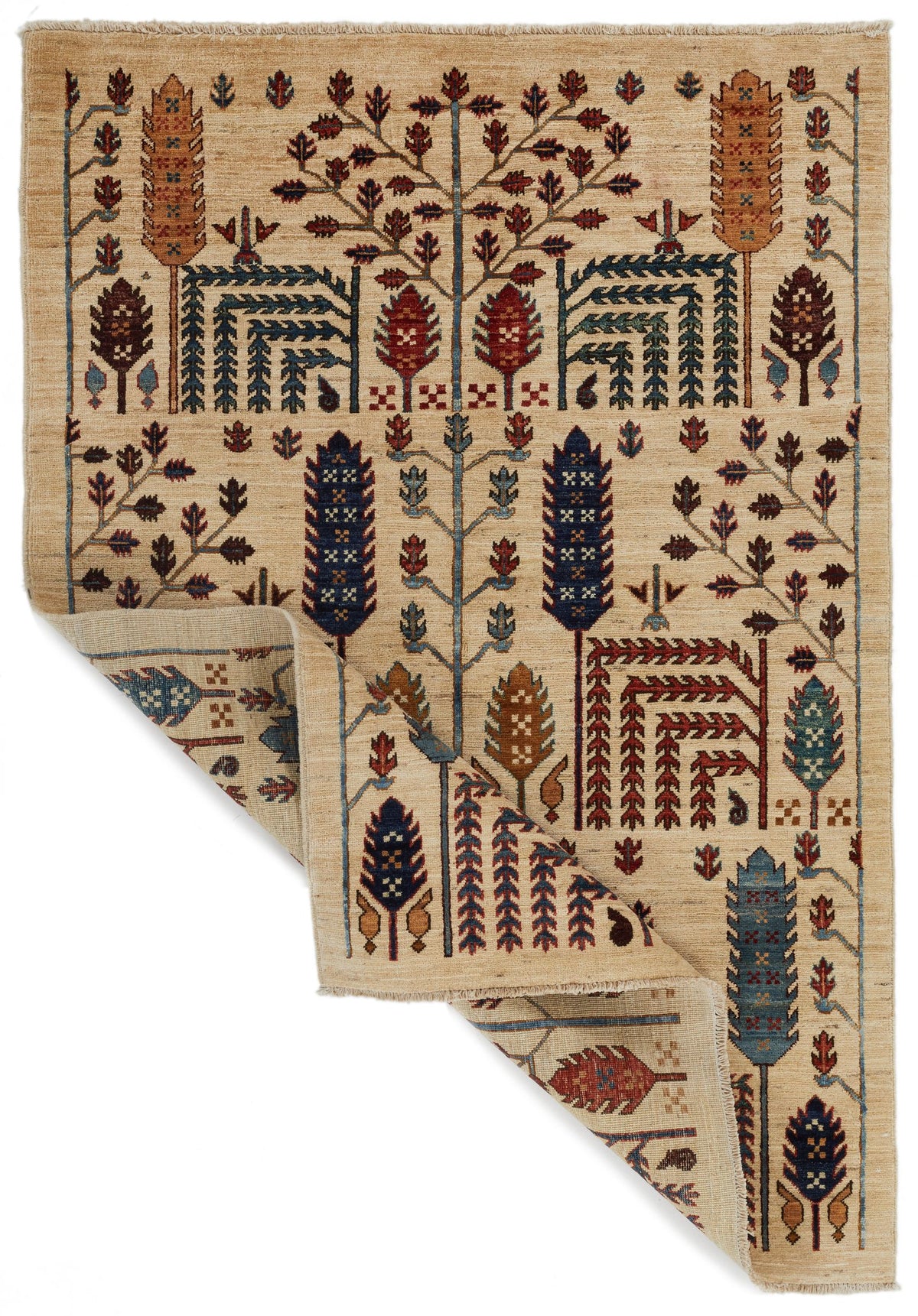 4x6 Ivory and Multıcolor Anatolian Traditional Rug