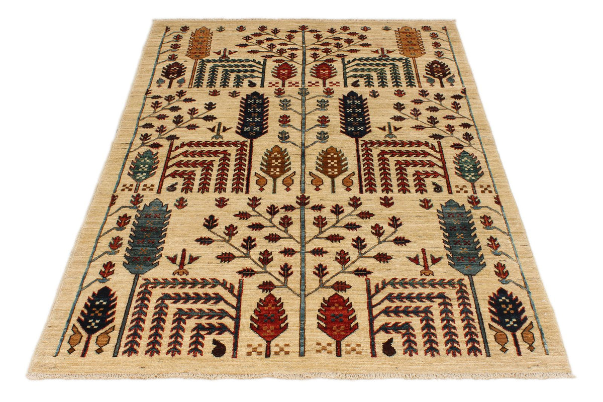 4x6 Ivory and Multıcolor Anatolian Traditional Rug