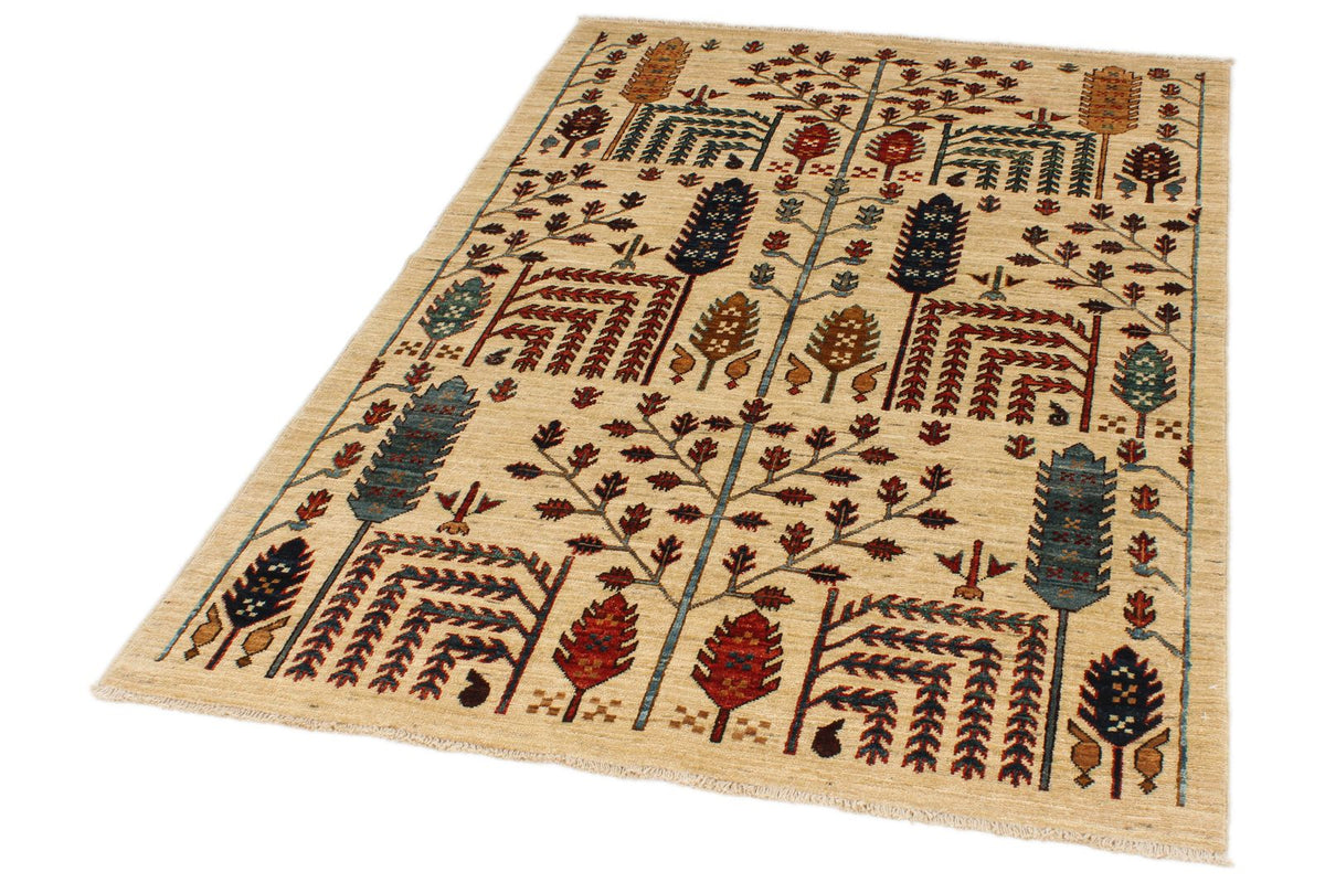 4x6 Ivory and Multıcolor Anatolian Traditional Rug