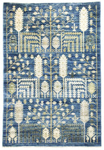 4x6 Blue and Ivory Anatolian Traditional Rug
