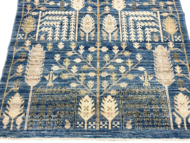 4x6 Blue and Ivory Anatolian Traditional Rug