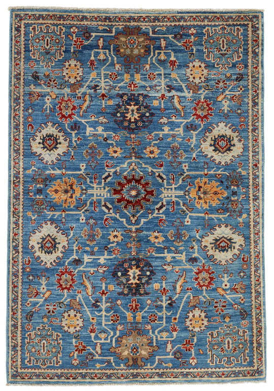 4x6 Blue and Multicolor Anatolian Traditional Rug