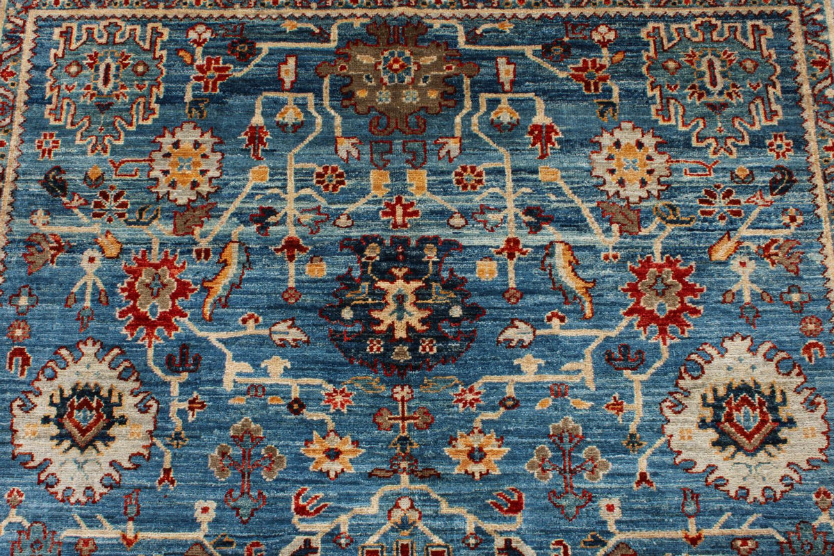 4x6 Blue and Multicolor Anatolian Traditional Rug