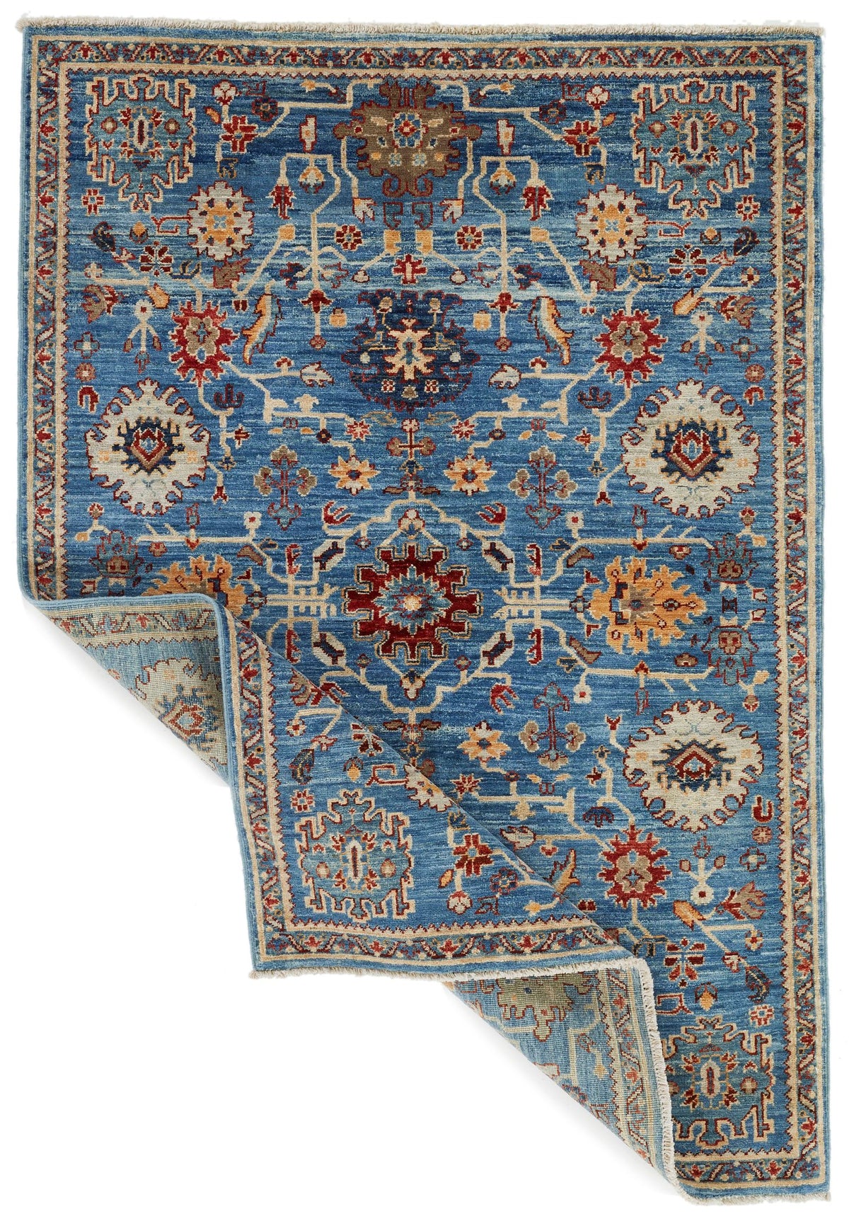 4x6 Blue and Multicolor Anatolian Traditional Rug