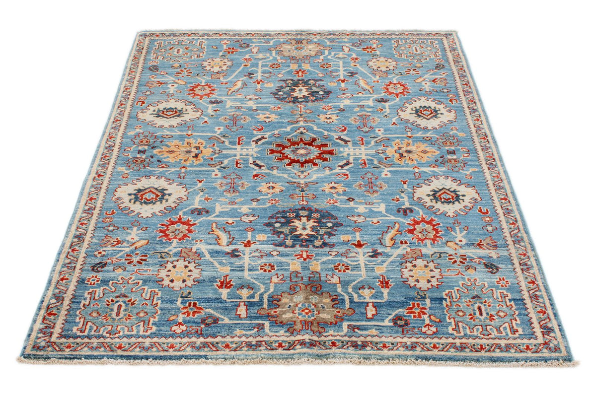4x6 Blue and Multicolor Anatolian Traditional Rug