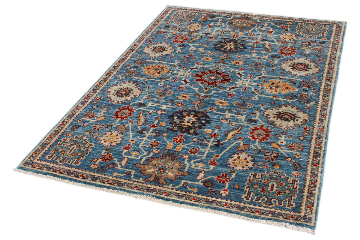 4x6 Blue and Multicolor Anatolian Traditional Rug