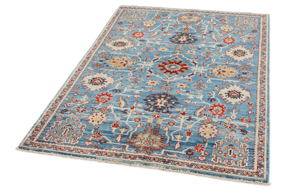 4x6 Blue and Multicolor Anatolian Traditional Rug