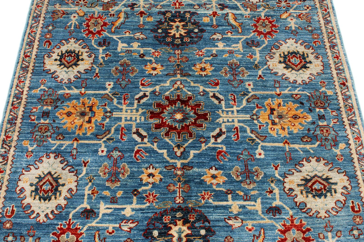 4x6 Blue and Multicolor Anatolian Traditional Rug