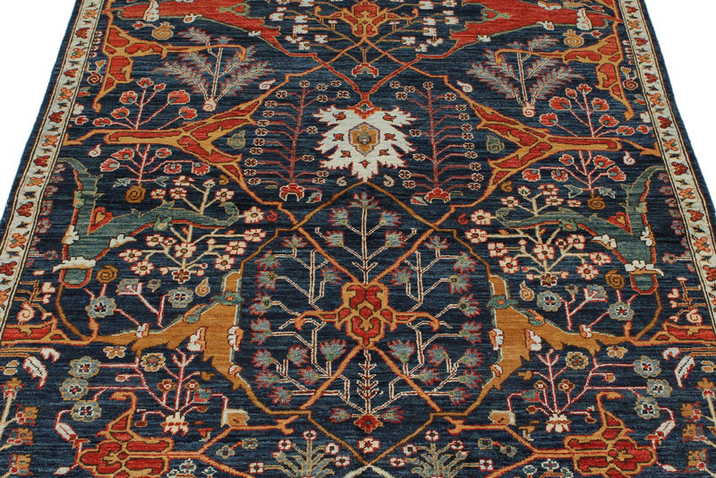 4x6 Navy and Multicolor Traditional Rug