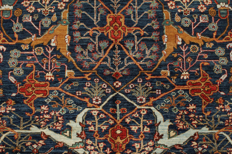 4x6 Navy and Multicolor Traditional Rug